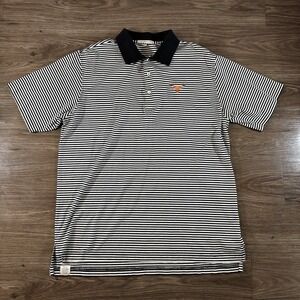 Peter Millar Texas Longhorns Polo Shirt Men's Large White Black Stripe UT